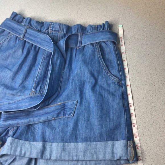 H&M High waist tie chambray denim shorts size 6 - Picture 10 of 11